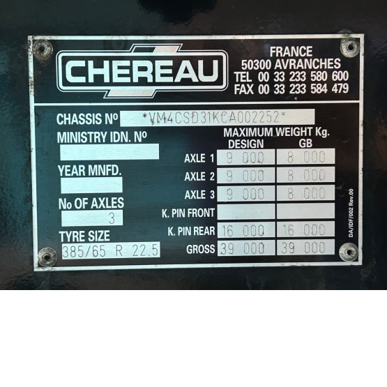 2012 CHEREAU REFRIGERATED TRAILER in Refrigerated (Fridge) Trailers
